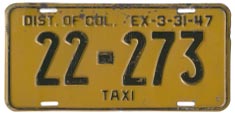 1946 Hire (Taxi) plate no. 22-273