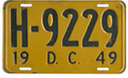 1949 Hire plate no. H-9229