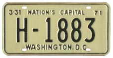 1970 (exp. 3-31-71) Hire (Taxi) pplate no. H-1883