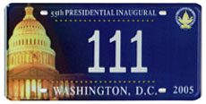 Link to page with information about 2005-2013 presidential inaugural plates.