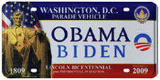 2009 Inaugural Parade Vehicle plate: click to enlarge
