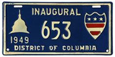 1949 Presidential Inauguration plate no. 653