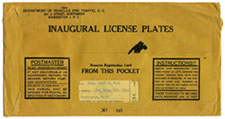1957 Inaugural plate mailing envelope: click to enlarge and to see more images