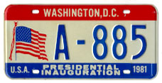 Link to page with information about 2005-2013 presidential inaugural plates.