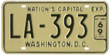 1965 (undated, exp. 3-31-66) Livery plate no. LA-393 validated for 1968 (exp. 3-31-69)