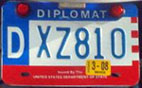 1984 base OFM Diplomatic motorcycle license plate no. DXZ810 (assigned to the embassy of Australia)