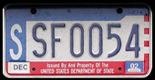 1984 base OFM Diplomatic Staff license plate, late embossed style, no. SSF0054