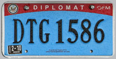2007 base OFM Diplomat license plate no. DTG 1586