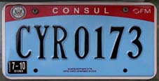 2007 base OFM Consul license plate no. CYR 0173