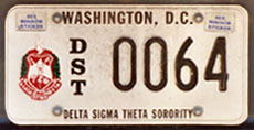 Delta Sigma Theta Sorority organizational plate no. DST 0064