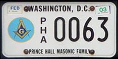 Prince Hall Masonic Family organizational plate no. PHA 0063