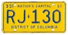 1960 Rental Car plate no. RJ-130