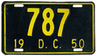1950 Reserved Passenger plate no. 787