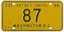 1965 Reserved-number passenger plate no. 87