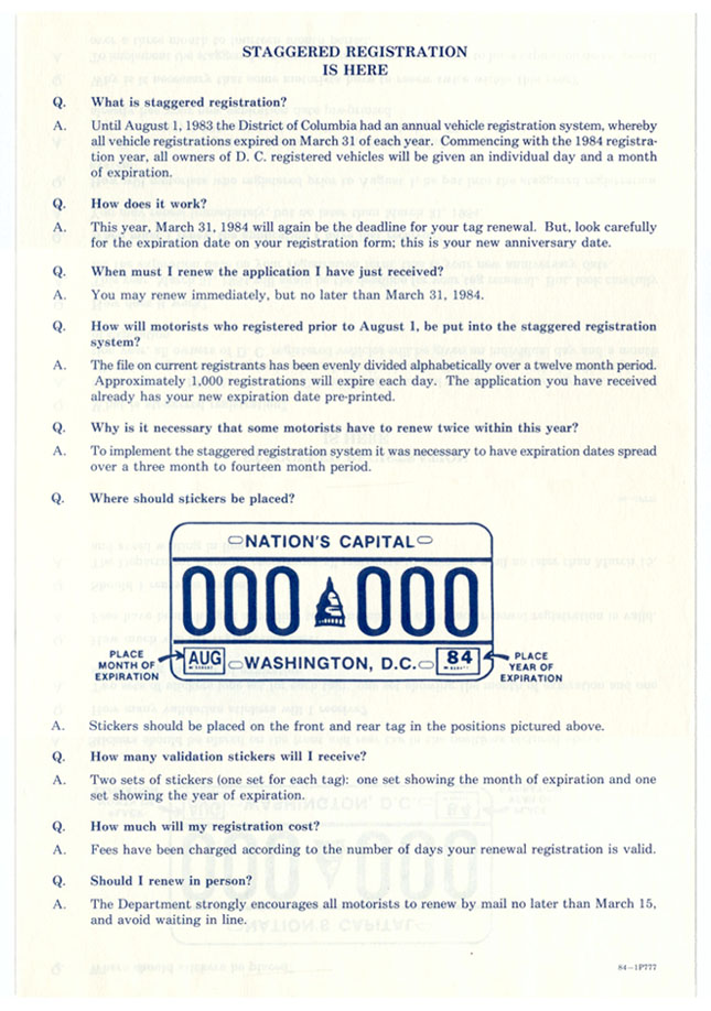 1983 Staggered Registration Is Here insert