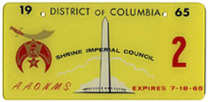 1965 Shrine Imperial Council plate no. 2