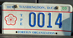 Foreign Organization plate no. 0014