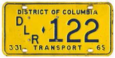 1964 (exp. 3-31-65) Transport plate no. 122