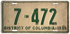 1935 Passenger plate no. 7472