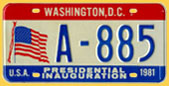 1981 Presidential Inauguration plate no. A-885
