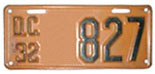 1932 motorcycle plate no. 827