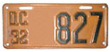 1932 Motorcycle plate no. 827