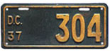 1937 Motorcycle plate no. 304