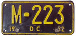 1952 Motorcycle plate no. M-223