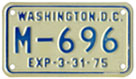 1974 (exp. 3-31-75) motorcycle plate no. M-696
