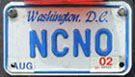 Exp. Aug. 2002 Personalized Motorcycle plate no. NCNO