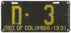 1931 Dealer plate no. D-3