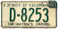 1953 Dealer plate no. D-8253 revalidated for 1954