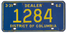 1961 Dealer plate no. 1284