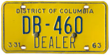 1962 (exp. 3-31-63) Dealer plate no. DB-460