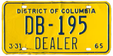 1964 Dealer plate no. DB-195