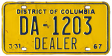1966 (exp. 3-31-67) Dealer plate no. DA-1203