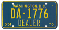 1969 (exp. 3-31-70) Dealer plate no. DA-1776