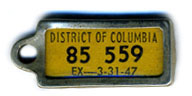 1946 (exp. 3-31-47) D.C. DAV key tag no. 85-559