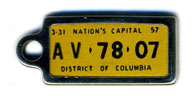 1956 (exp. 3-31-57) D.C. DAV key tag no. AV-78-07