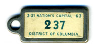 1962 (exp. 3-31-63) D.C. DAV key tag no. 237
