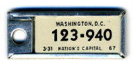 1966 (exp. 3-31-67) D.C. DAV key tag no. 123-940