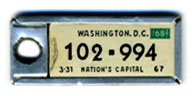 1967 (exp. 3-31-68) D.C. DAV key tag no. 102-994