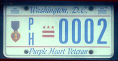 Current-style Purple Heart Recipient plate no. PH-0002