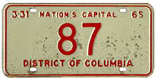 1964 Reserved-number passenger plate no. 87