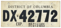 1955 Dealer-Issued Temporary plate no. DX-42772