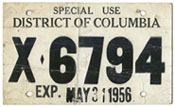 1956 Special Use temporary plate no. X-6794