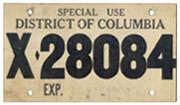 1958 Special Use plate no. X-28084