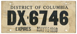 1959 Dealer-Issued Temporary plate no. DX-6746