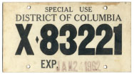 1962 Special Use temporary plate no. X-83221
