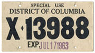 1963 Special Use plate no. X-13988